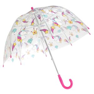 X-Brella Kinder Regenschirm mit Einhorn- und Regenbogenmuster, Transparent UM327 (Kinder) (Einhorn/Regenbogen)