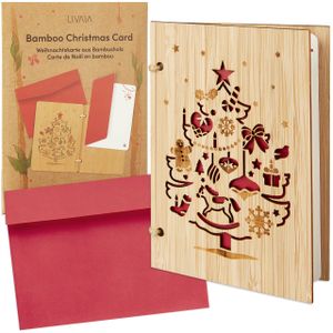 Weihnachtskarte 11x15cm: Holz Karte mit Umschlag & Gravur