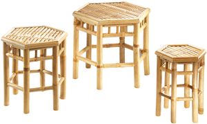 Kobolo Kvetinová stolička 6-hranná z bambusu v sade 3 kusov