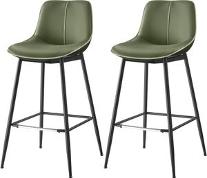 VASAGLE Barhocker 2er Set, ergonomische Rückenlehne, Metallbeine mit verstellbaren Universalfüßen, 73 cm hoch, Waldgrün