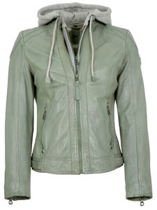 Gipsy - Damen Echtleder Lederjacke Lammnappa Kapuze light mint