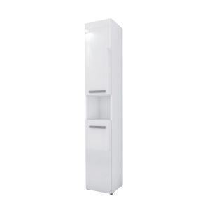Koupelnová skříňka 3xEliving Bagnoli SLIM I bílá matná / bílá lesklá - Spodní skříňka, Koupelnový sloupek, Police, D: 30 cm, V: 174 cm, Š: 30 cm