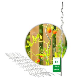 Novatool 5 Tomatenstäbe 150 cm 5 mm Durchmesser Tomatenspiralstäbe verzinkt Rankstäbe Tomatenstangen Rankhilfe Blumenhalter Pflanzstäbe