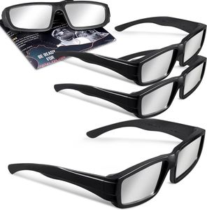 Leap 4er-Pack Sonnenfinsternis-Brillen, ISO 12312-2:2015(E) und , sichere Sonnenbrillen für direkte Sonneneinstrahlung, AAS-Empfehlungsliste - Schwarz