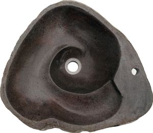 Massives Flußstein Aufsatz-Waschbecken, Waschschale, Naturstein Handwaschbecken mit Spiral-Abfluß ca. 50 cm - Modell 1, Grau, Flussstein, Waschtische & Waschbecken