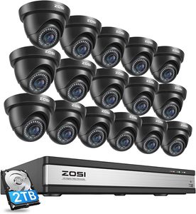 ZOSI 16CH 1080P Überwachungskamera Set mit 2TB HDD DVR und 16X 2MP Dome Kamera Überwachung Außen System, 24m IR Nachtsicht, Bewegung Alarm