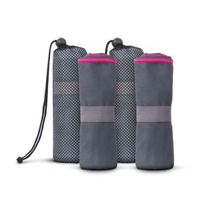 Mikrofaser Sporttuch 2er Pack - Pink - (50x100cm) mit Spanngummi und Tasche, kompakt und leicht - als Reisehandtuch Urlaub - für Sport, Sauna, Fitness - schnelltrocknend