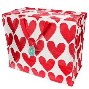 Rex London - XXL Riesentasche, Aufbewahrungstasche mit Reißverschluss - Hearts / Herzen