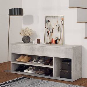 vidaXL Ławka na buty betonowa szara 105x30x45 cm Materiał drewnopochodny - Ławka na buty - Ławki na buty - Ławki do przechowywania - Ławki do przechowywania