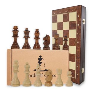 Šachová hra šachová šachovnica drevo vysokej kvality - súprava šachovnice skladacia so šachovými figúrkami veľká pre deti aj dospelých 48 X 48 cm