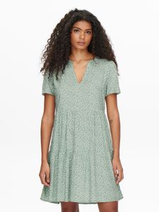 Only ONLZally Life S/S Thea Dress Noos PTM LieferantenFarbe: Chinois Green/White leafs, Größe: XS