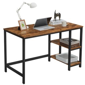 VASAGLE Computertisch mit 2 Regale rechts/links 120 x 75 x 60 cm Schreibtisch Holzoptik Metallgestell PC-Tisch Arbeitstisch Vintage LWD47X