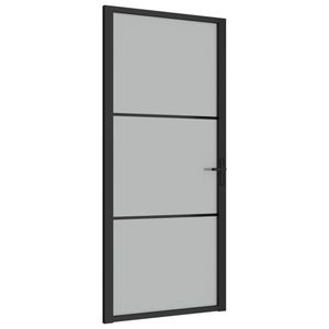 vidaXL Innentür 93x201,5 cm Schwarz Mattglas und Aluminium