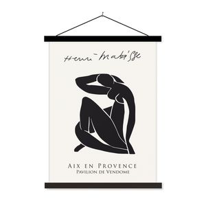 MuchoWow® Textilposter Frau - Abstrakt - Schwarz - Henri Matisse 90x120 cm mit schwarzem Rahmen - Dekoration