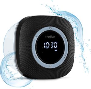 MEDION S66884 Duschradio mit Bluetooth (Badradio, UKW Radio, Saugnapf, LED-Display, IPX6 Wasserdicht, integrierter Akku, MD43884) schwarz MEDION S66884 Duschradio mit Bluetooth (Badradio, UKW Radio, Saugnapf, LED-Display, IPX6 Wasserdicht, integrierter Akku, MD43884) schwarz