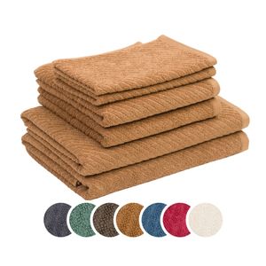 sleepling liebling Frottier Set Hoch-Tief Struktur, je 2 x Handtücher 50 x 100 cm, Duschtücher 70 x 140 cm, Gästetücher 30 x 50 cm, sand