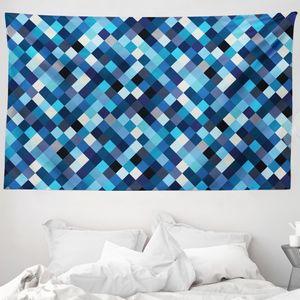 ABAKUHAUS Bunt Wandteppich, Blau getönte Hexagons aus Weiches Mikrofaser Stoff Waschbar ohne Verblassen Digitaldruck, 230 x 140 cm, Mehrfarbig