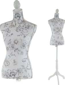 Schneiderpuppe T223, Schaufensterpuppe Torso weiblich, Fiberglas Weiß mit Blumen Schneiderpuppe T223, Schaufensterpuppe Torso weiblich, Fiberglas Weiß mit Blumen