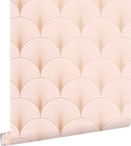 ESTAhome Tapete Art Decó Muster Hellrosa und Roségold - 139229 - 0,53 x 10,05 m