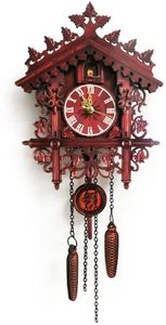 Vintage kukačkové hodiny Dřevěné nástěnné hodiny s baterií provozované evropský styl pro obývací pokoj ložnice předsíň dekorace hnědá