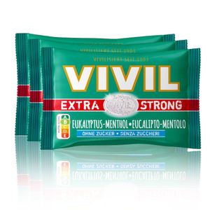 VIVIL Extra Strong Eukalyptus-Menthol Pastillen ohne Zucker | 3er Pack