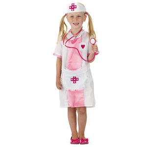 kostüm Krankenschwester Mädchen Polyester weiß/rosa mt 116-134