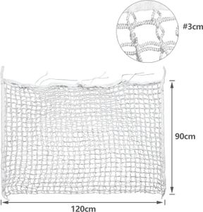 SWANEW 2x Heunetz 120 x 90 cm, weiß, Maschenweite, 3 x 3 cm Heusack Heutasche Füllmenge ca. 9Kg, Heuraufe Futternetz, Extrem reißfest, für Pferden, Schafen, Rindern