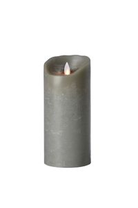 Sompex Flame Echtwachs LED Kerze, fernbedienbar, grau – in verschiedenen Größen, Höhe:18 cm