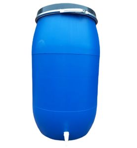 Regentonne Weithalsfass 220 Liter Regenfass Kunststoffbehälter blau mit Wasserhahn