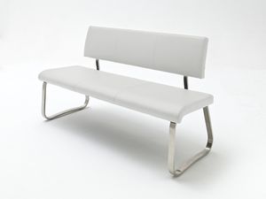 MCA furniture Sitzbank Arco - Leder Weiß - Edelstahl - 155cm