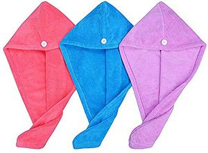 CANDeal Hair Turban Towel Ručník na vlasy Turban Set of 3 Quick Drying Towel, Random Colour