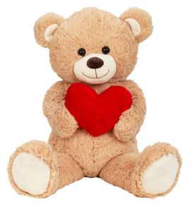 Riesen Teddybär Kuschelbär XL100 cm groß braun mit Herz Plüschbär Kuscheltier samtig weich