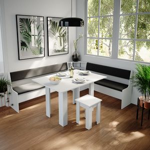 Livinity® Rímska rohová lavica do jedálne, 136 x 42 cm, biela/antracitová
