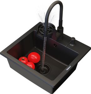 Granit Spüle Schwarz Wasserhahn Dispenser Waschmaschine Küche Set Teor Granit Spüle Schwarz Wasserhahn Dispenser Waschmaschine Küche Set Teor