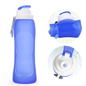Faltbare Trinkflasche Sportflasche Wasserflasche Getränkeflasche Trinkflasche für Zuhause & Büro, Sport (Blau)
