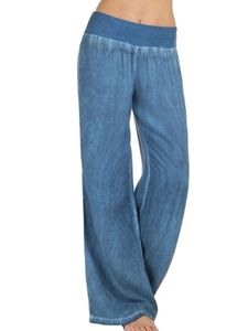 ydance Damen Beiläufig Jeans Elastische Hose Mit Weitem Bein Lose Gerade Jeanshose,Farbe:Blau,Größe:3XL