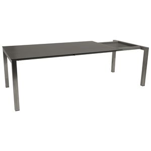 DEGAMO Gartentisch SYDNEY 180/240x100cm auzsiehbar Edelstahl + Keramikoptik grau
