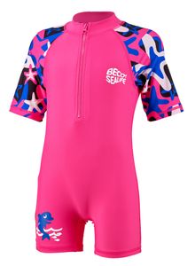 BECO SEALIFE Kinder Badeanzug Schwimmanzug Einteiler UV 50+ Shorty  Größe 128/134 Pink
