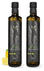 Asterius griechisches Olivenöl mit Zitrone | natives extra, frische Ernte, 100% Koroneiki Olive | mild-fruchtig (2x500ml)