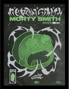 Rick And Morty - Gerahmtes Poster "90S Rave Rickvival" PM8709 (40 cm x 30 cm) (Schwarz/Grün)
