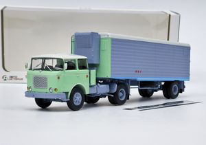 Skoda LIAZ 706 MTTN Ciągnik siodłowy z naczepą Alka N12CH - jasnozielony/szary MODIMIO 1:43