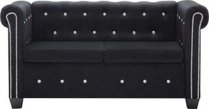 vidaXL Pohovka Chesterfield s 2 sedadlami so zamatovým poťahom 146 x 75 x 72 cm čierna vidaXL Pohovka Chesterfield s 2 sedadlami so zamatovým poťahom 146 x 75 x 72 cm čierna