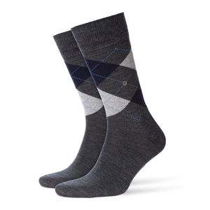 Burlington Herren Socken EDINBURGH - Rautenmuster, Argyle, Clip, One Size, 40-46 Grau/Blau