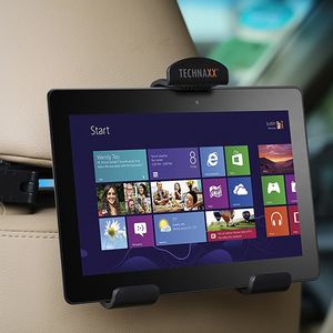 Technaxx 4572 Car Charger Set TE07, Kopfstützenhalterung für Tablet/PC/Smartphone mit Doppel-USB-Ladegerät