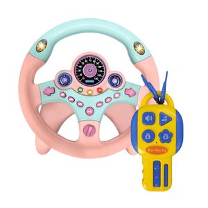 Nastaviteľný detský volant so zvukovými efektmi ružový, cestovná hračka pre batoľatá + príslušenstvo - WHEELPINKKEY