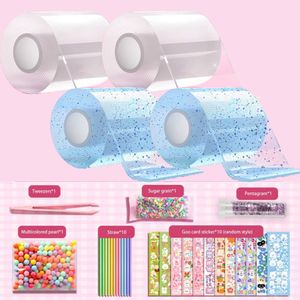 4 kusy Nano Tape Bubbles toy, bezlepková nanopáska pro výrobu bublin, průhledná víceúčelová Transparentní + modrá