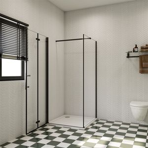 120x90cm 185cm 6mm Duschkabine Duschtür + Seitenwand Eckdusche Falttür Scharniertür