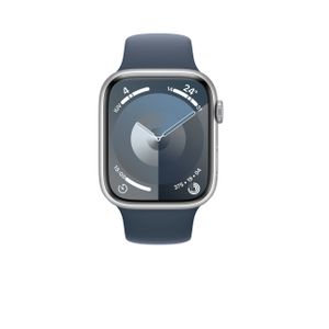 Apple Watch Series 9 Aluminium Silber Silber 45 mm ML 150-200 mm Umfang Sturmblau GPS