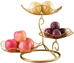 Obstkorb aus Metall,3 Etagen,dekorativer Obstschale,Eleganter Obstständer,Fruit Gemüsehalter,Aufbewahrungsregal für Obst und Gemüse