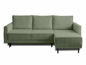 Lisa Design Charlie, Ecksofa beidseitig montierbar, 4-Sitzer, mit Schlaffunktion und Bettkasten, aus Cord , Salbeigrün